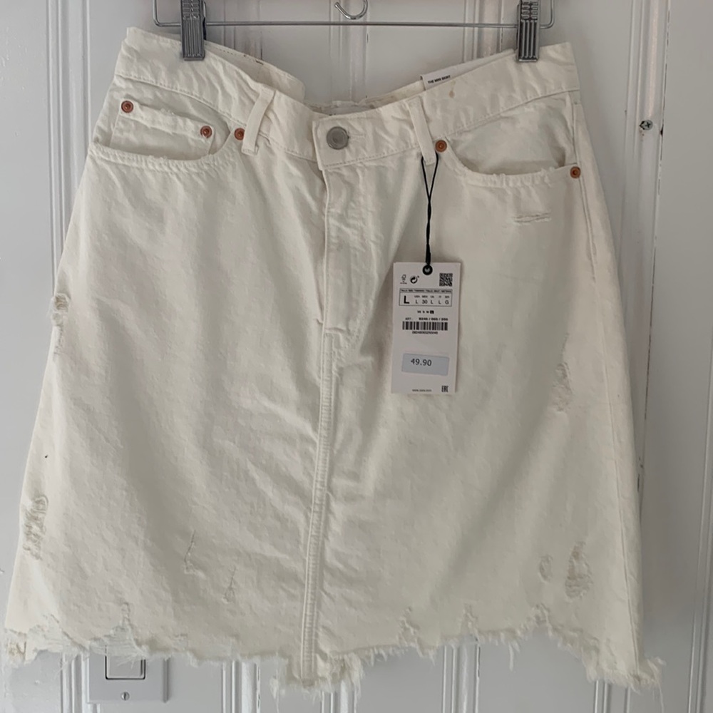 NWT Zara Off White Denim Off White Mini Skirt